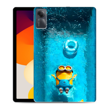 Силиконовый чехол на Xiaomi RedMi Pad SE с принтом Миньоны Силиконовый чехол на Xiaomi RedMi Pad SE с принтом Миньоны