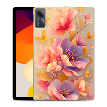 Силиконовый чехол на Xiaomi RedMi Pad SE с принтом Цветы и бабочки