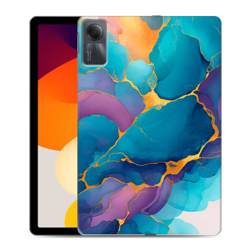 Силиконовый чехол на Xiaomi RedMi Pad SE с принтом Мрамор блестки