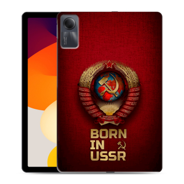 Силиконовый чехол на Xiaomi RedMi Pad SE с принтом Флаг Герб СССР