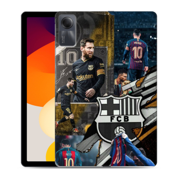 Силиконовый чехол на Xiaomi RedMi Pad SE с принтом Messi Barcelona Силиконовый чехол на Xiaomi RedMi Pad SE с принтом Messi Barcelona