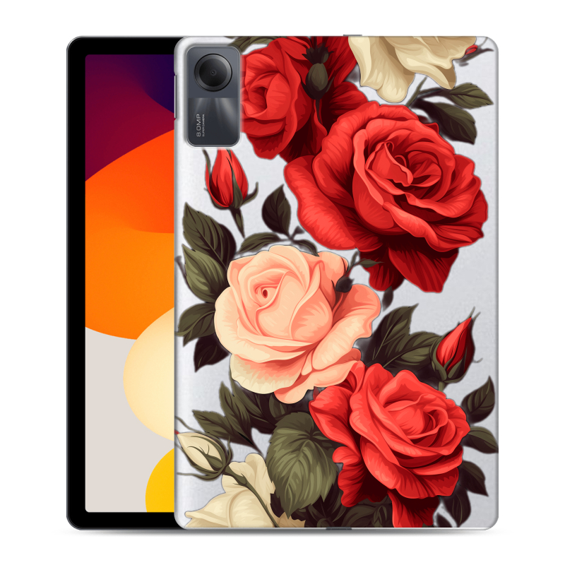 Силиконовый чехол на Xiaomi RedMi Pad SE с принтом Розы Силиконовый чехол на Xiaomi RedMi Pad SE с принтом Розы