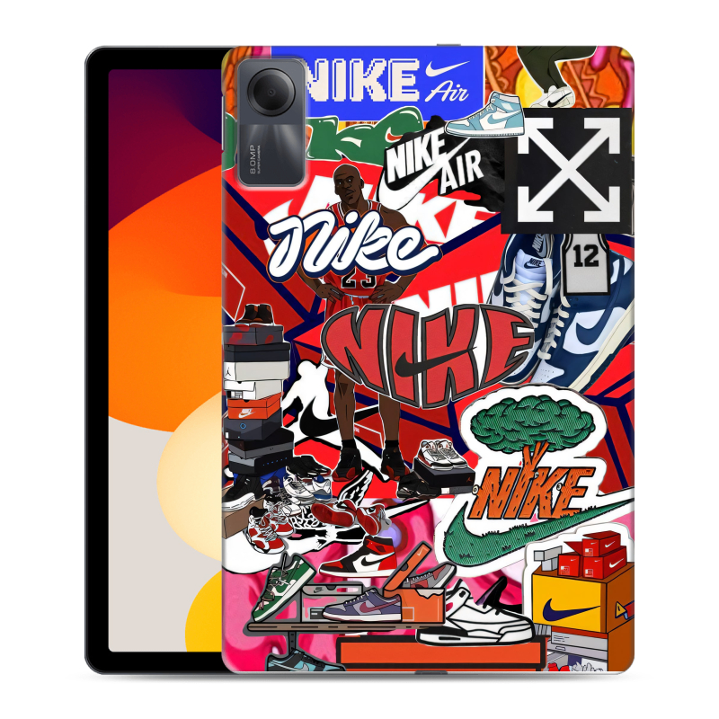Силиконовый чехол на Xiaomi RedMi Pad SE с принтом Найк Nike яркий Силиконовый чехол на Xiaomi RedMi Pad SE с принтом Найк Nike яркий