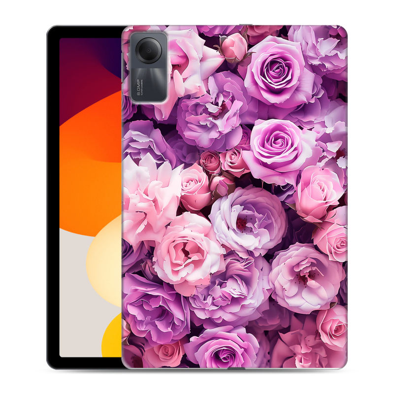 Силиконовый чехол на Xiaomi RedMi Pad SE с принтом лавандовые розы Силиконовый чехол на Xiaomi RedMi Pad SE с принтом лавандовые розы