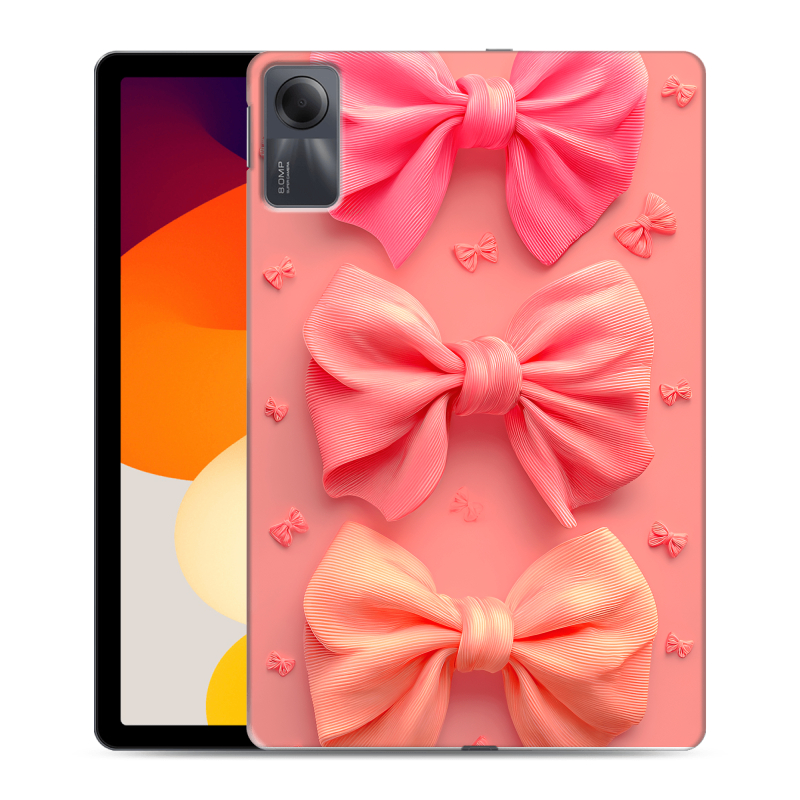 Силиконовый чехол на Xiaomi RedMi Pad SE с принтом Розовые бантики Силиконовый чехол на Xiaomi RedMi Pad SE с принтом Розовые бантики