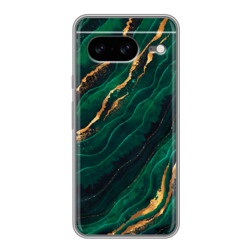Силиконовый чехол на Google Pixel 8 с принтом Мрамор зеленое золото