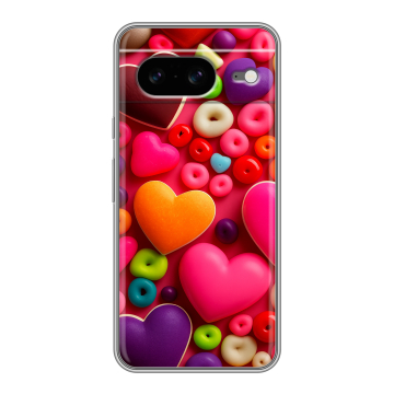 Силиконовый чехол на Google Pixel 8 с принтом Сердечки