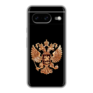 Силиконовый чехол на Google Pixel 8 с принтом Герб России золотой Силиконовый чехол на Google Pixel 8 с принтом Герб России золотой