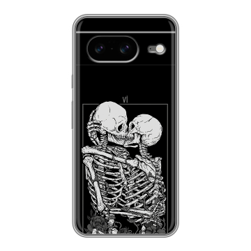 Силиконовый чехол на Google Pixel 8 с принтом Поцелуй скелетов