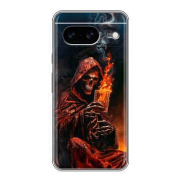 Силиконовый чехол на Google Pixel 8 с принтом Скелет и карты