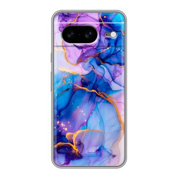 Силиконовый чехол на Google Pixel 8 с принтом синий мрамор