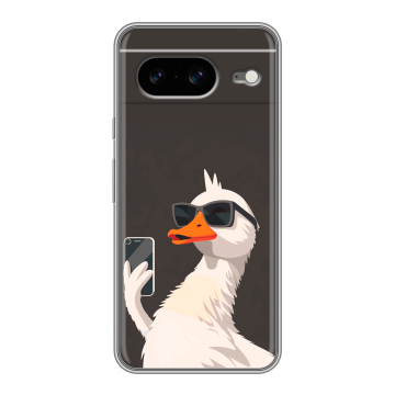 Силиконовый чехол на Google Pixel 8 с принтом утка в очках