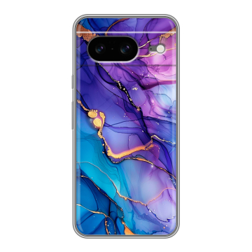 Силиконовый чехол на Google Pixel 8 с принтом синий мрамор