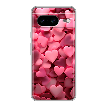 Силиконовый чехол на Google Pixel 8 с принтом розовые сердечки