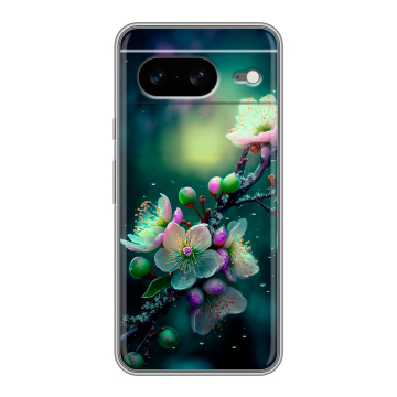 Силиконовый чехол на Google Pixel 8 с принтом Цветы и мрамор Силиконовый чехол на Google Pixel 8 с принтом Цветы и мрамор