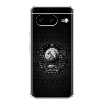 Силиконовый чехол на Google Pixel 8 с принтом Герб Флаг СССР Силиконовый чехол на Google Pixel 8 с принтом Герб Флаг СССР