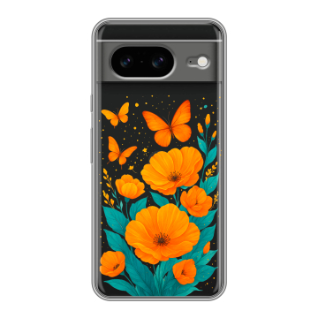 Силиконовый чехол на Google Pixel 8 с принтом цветы бабочки