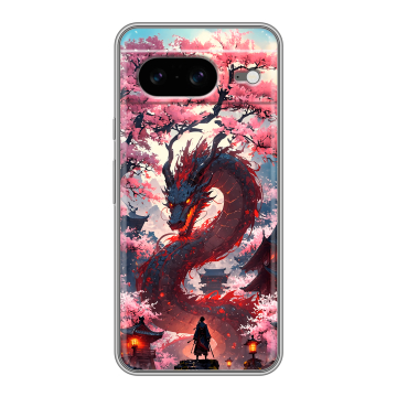 Силиконовый чехол на Google Pixel 8 с принтом Дракон Японский