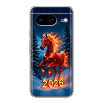 Силиконовый чехол на Google Pixel 8 с принтом Новый год коня