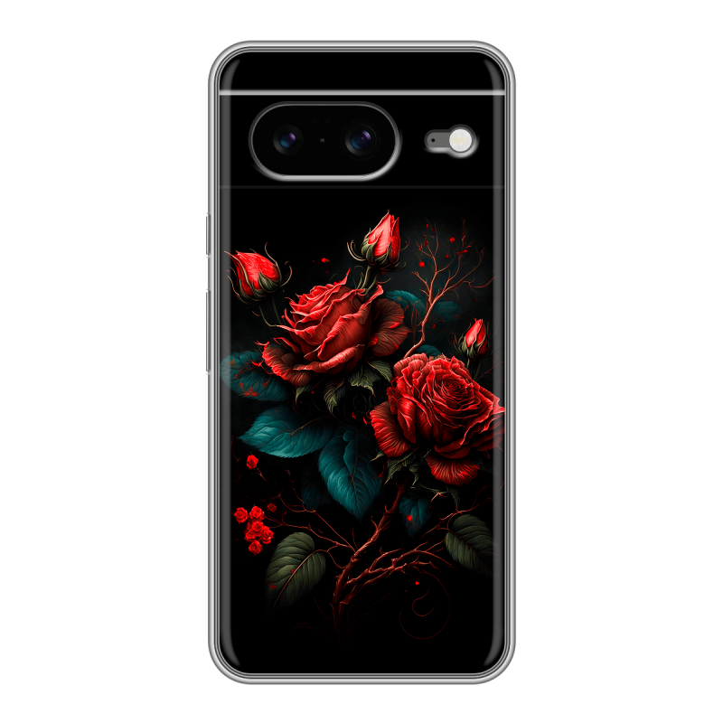 Силиконовый чехол на Google Pixel 8 с принтом Розы красные Силиконовый чехол на Google Pixel 8 с принтом Розы красные