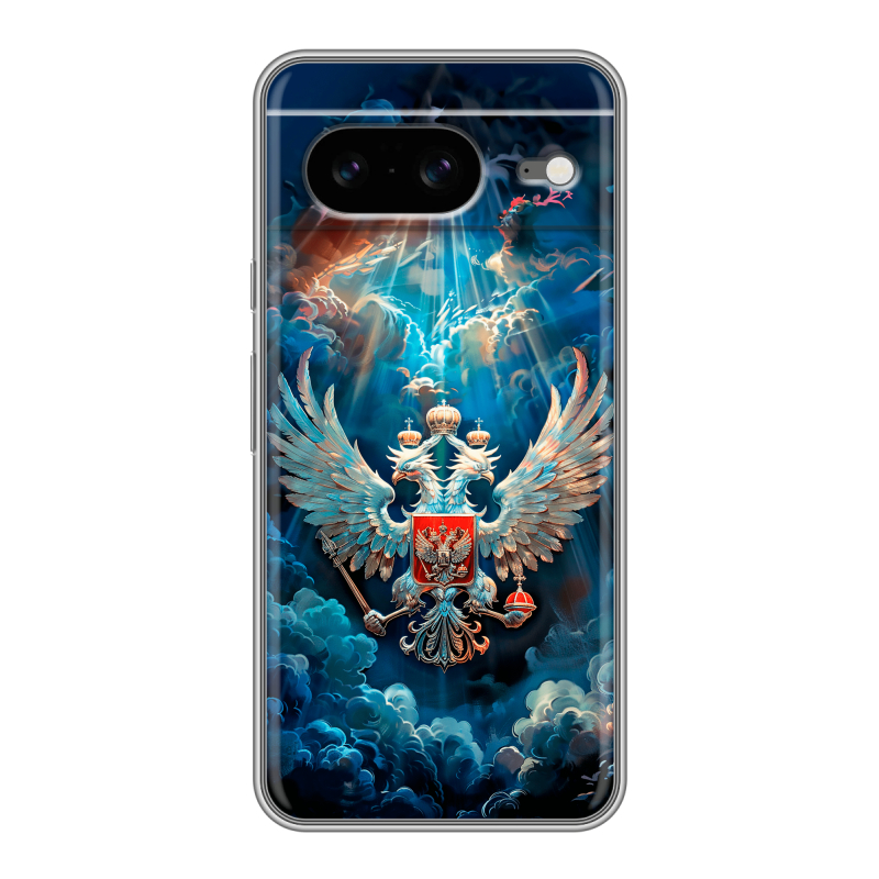 Силиконовый чехол на Google Pixel 8 с принтом Герб флаг России Силиконовый чехол на Google Pixel 8 с принтом Герб флаг России