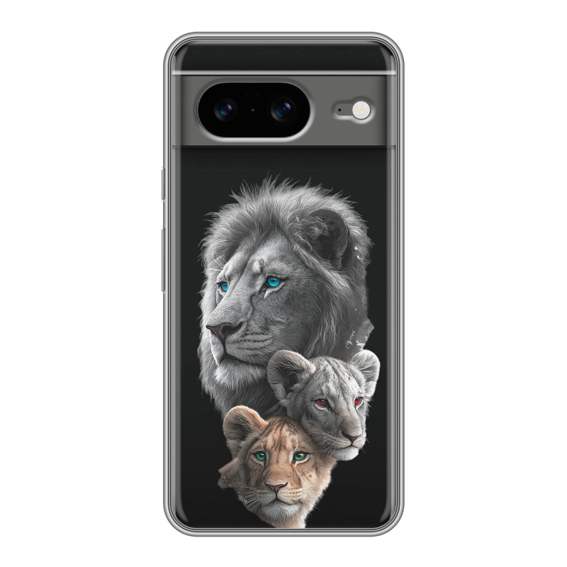 Силиконовый чехол на Google Pixel 8 с принтом Львы Силиконовый чехол на Google Pixel 8 с принтом Львы