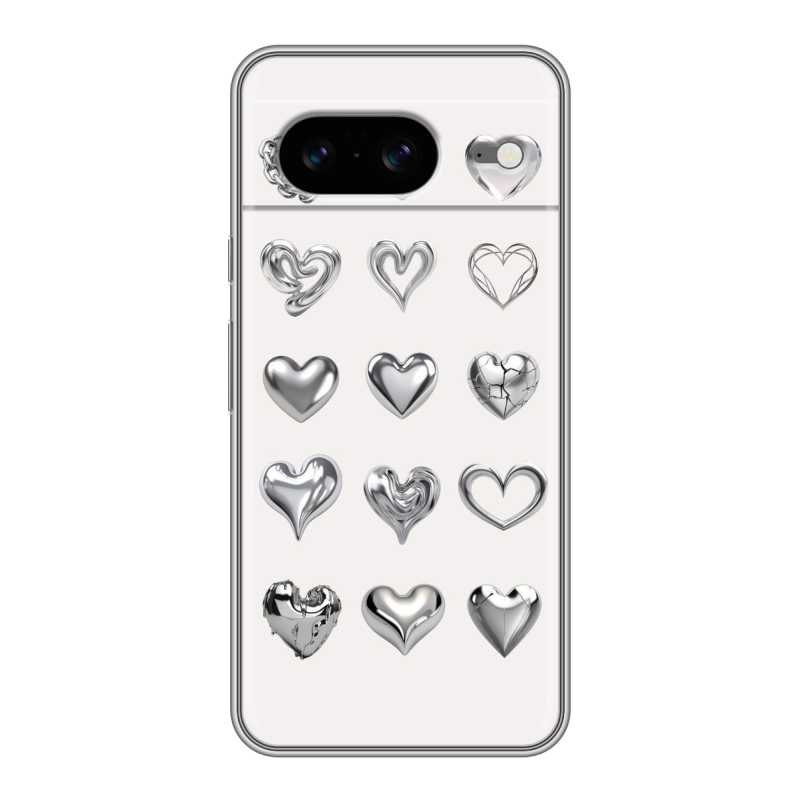 Силиконовый чехол на Google Pixel 8 с принтом Y2K сердечки Силиконовый чехол на Google Pixel 8 с принтом Y2K сердечки