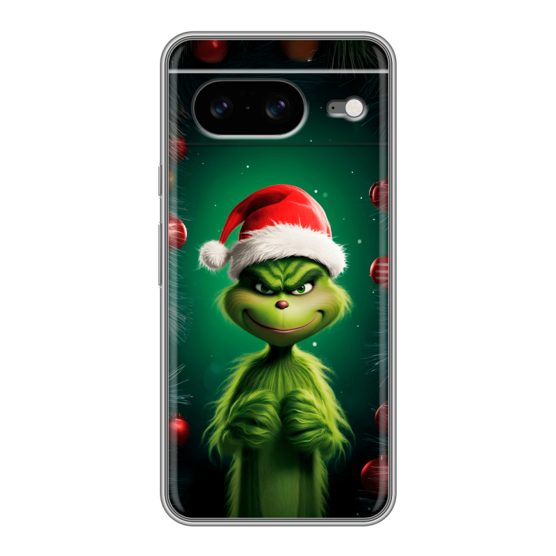 Силиконовый чехол на Google Pixel 8 с принтом Гринч Новый год Рождество Силиконовый чехол на Google Pixel 8 с принтом Гринч Новый год Рождество
