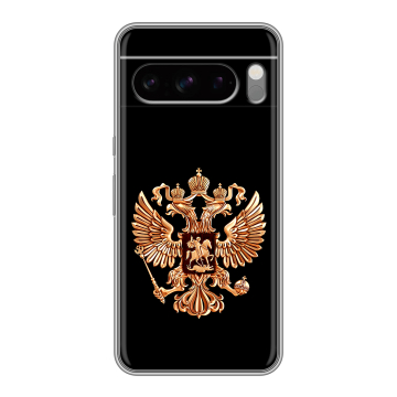 Силиконовый чехол на Google Pixel 8 Pro с принтом Герб России золотой Силиконовый чехол на Google Pixel 8 Pro с принтом Герб России золотой