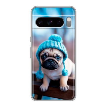 Силиконовый чехол на Google Pixel 8 Pro с принтом Мопс в шапке