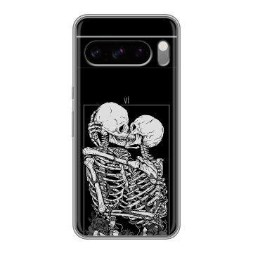 Силиконовый чехол на Google Pixel 8 Pro с принтом Поцелуй скелетов