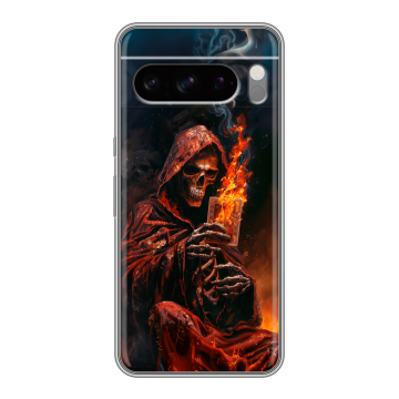 Силиконовый чехол на Google Pixel 8 Pro с принтом Скелет и карты