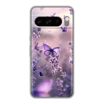 Силиконовый чехол на Google Pixel 8 Pro с принтом бабочки и лаванда