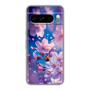 Силиконовый чехол на Google Pixel 8 Pro с принтом цветы бабочки