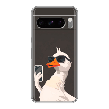 Силиконовый чехол на Google Pixel 8 Pro с принтом утка в очках