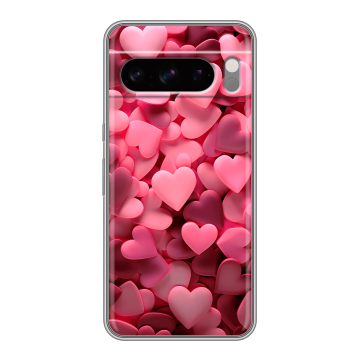Силиконовый чехол на Google Pixel 8 Pro с принтом розовые сердечки