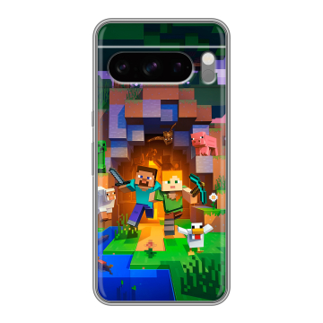 Силиконовый чехол на Google Pixel 8 Pro с принтом Майнкрафт Minecraft Силиконовый чехол на Google Pixel 8 Pro с принтом Майнкрафт Minecraft