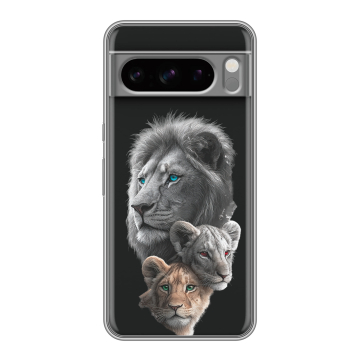 Силиконовый чехол на Google Pixel 8 Pro с принтом Львы