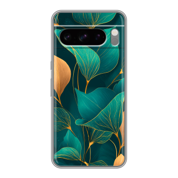 Силиконовый чехол на Google Pixel 8 Pro с принтом Листья и золото