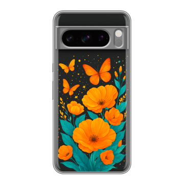 Силиконовый чехол на Google Pixel 8 Pro с принтом цветы бабочки
