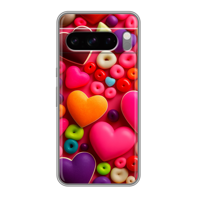 Силиконовый чехол на Google Pixel 8 Pro с принтом Сердечки Силиконовый чехол на Google Pixel 8 Pro с принтом Сердечки