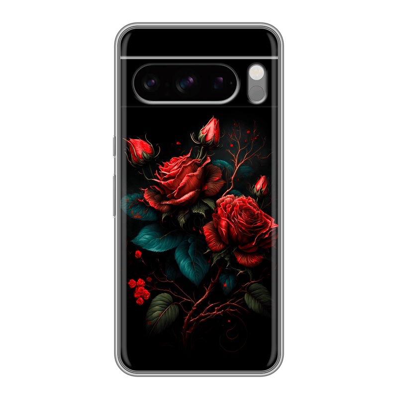 Силиконовый чехол на Google Pixel 8 Pro с принтом Розы красные Силиконовый чехол на Google Pixel 8 Pro с принтом Розы красные