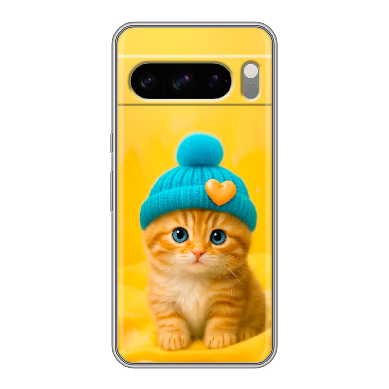 Силиконовый чехол на Google Pixel 8 Pro с принтом Котенок в шапке Силиконовый чехол на Google Pixel 8 Pro с принтом Котенок в шапке