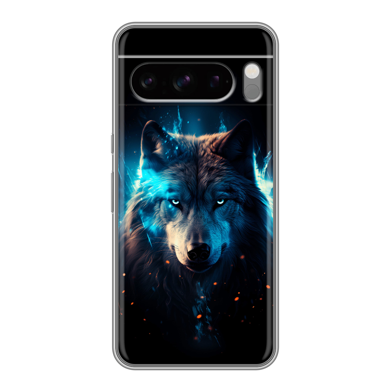 Силиконовый чехол на Google Pixel 8 Pro с принтом Волк ночной Силиконовый чехол на Google Pixel 8 Pro с принтом Волк ночной