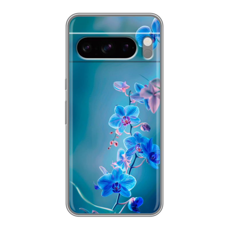 Силиконовый чехол на Google Pixel 8 Pro с принтом Голубые цветы Силиконовый чехол на Google Pixel 8 Pro с принтом Голубые цветы