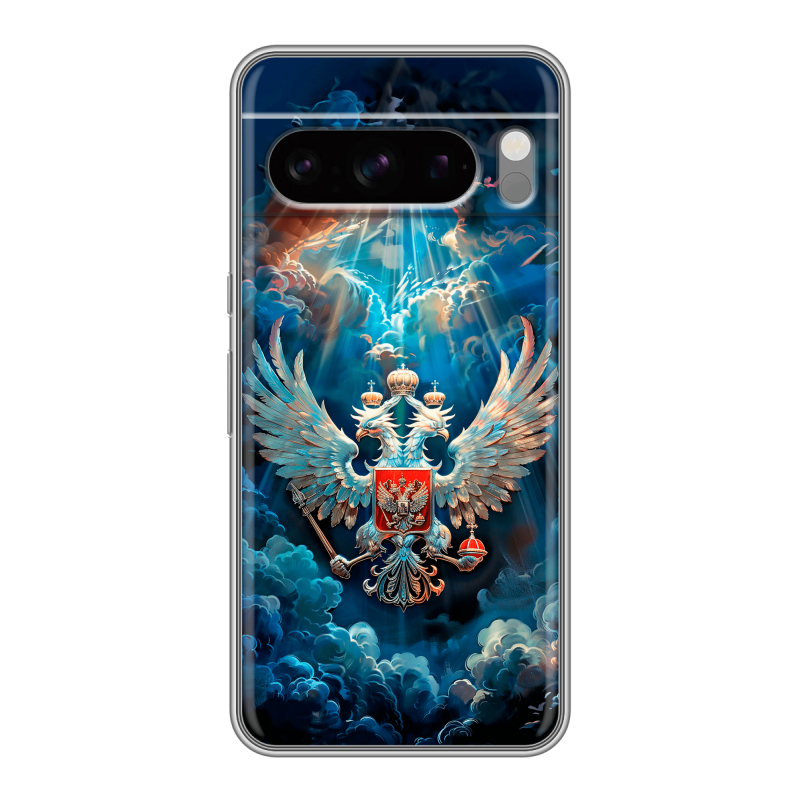 Силиконовый чехол на Google Pixel 8 Pro с принтом Герб флаг России Силиконовый чехол на Google Pixel 8 Pro с принтом Герб флаг России