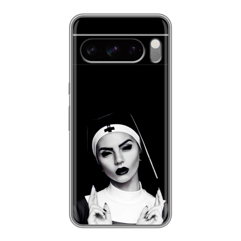 Силиконовый чехол на Google Pixel 8 Pro с принтом монашка Силиконовый чехол на Google Pixel 8 Pro с принтом монашка