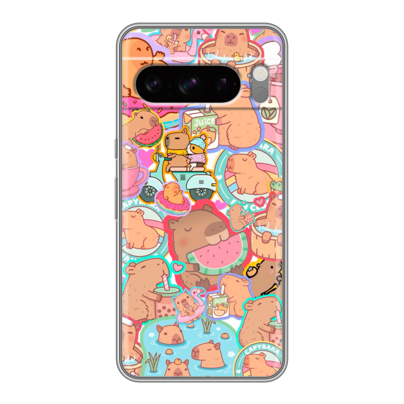 Силиконовый чехол на Google Pixel 8 Pro с принтом капибары Силиконовый чехол на Google Pixel 8 Pro с принтом капибары