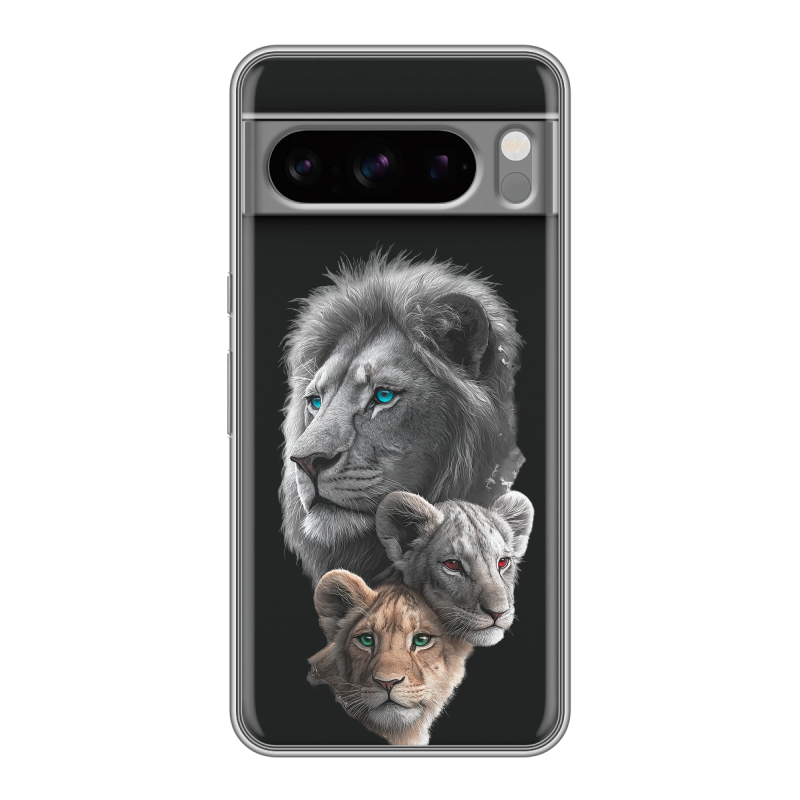 Силиконовый чехол на Google Pixel 8 Pro с принтом Львы Силиконовый чехол на Google Pixel 8 Pro с принтом Львы