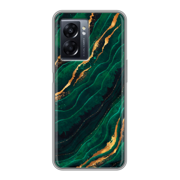 Силиконовый чехол на OPPO A57 5G с принтом Мрамор зеленое золото Силиконовый чехол на OPPO A57 5G с принтом Мрамор зеленое золото